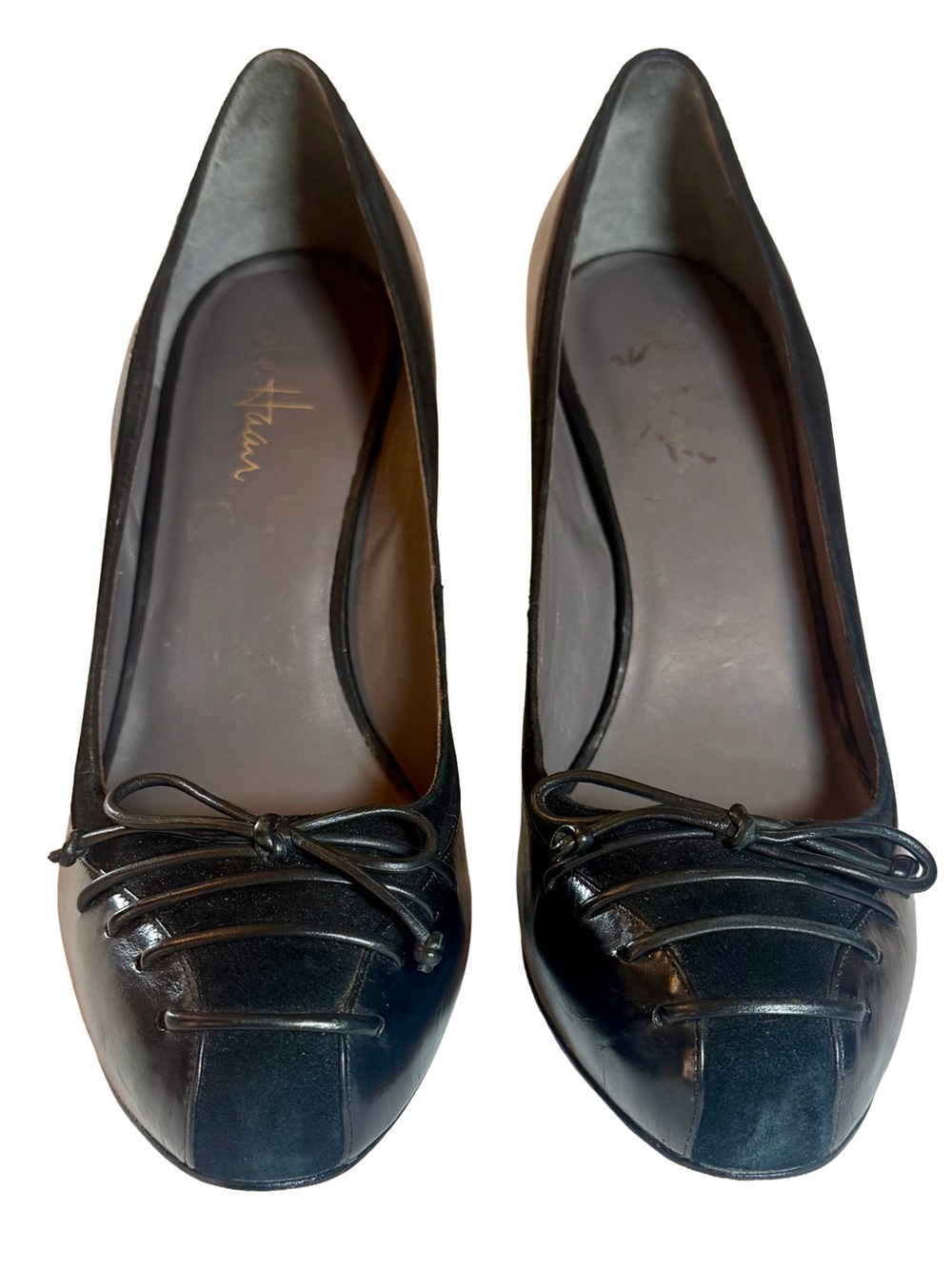 Cole Haan Air Violet 90 Black Leather Suede Lace-Up Stiletto Pumps Size 8.5B